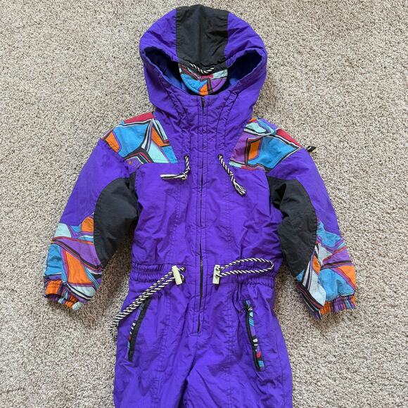 Mountain Goat Vintage Purple Ski Suit Kids Sz M - Picture 1 of 13